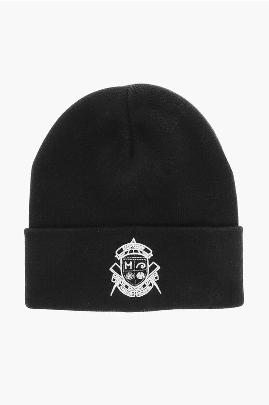 Msftsrep Solid Color Beanie With Embroidered Logo In Black