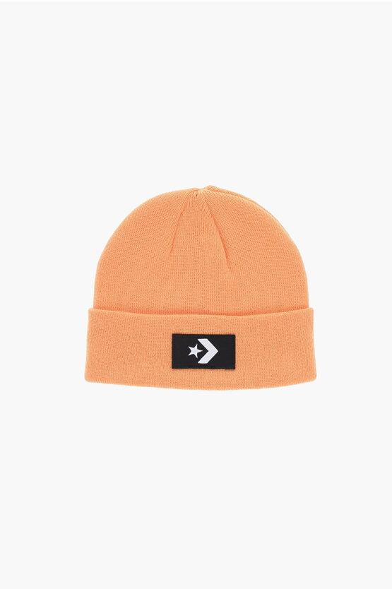 Converse Solid Color Beanie With Embroidery In Orange