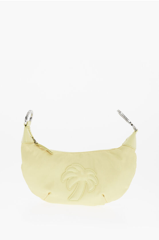Palm Angels Solid Colour Big Palm Hobo Bag With Hook Closure And Leather In Yellow