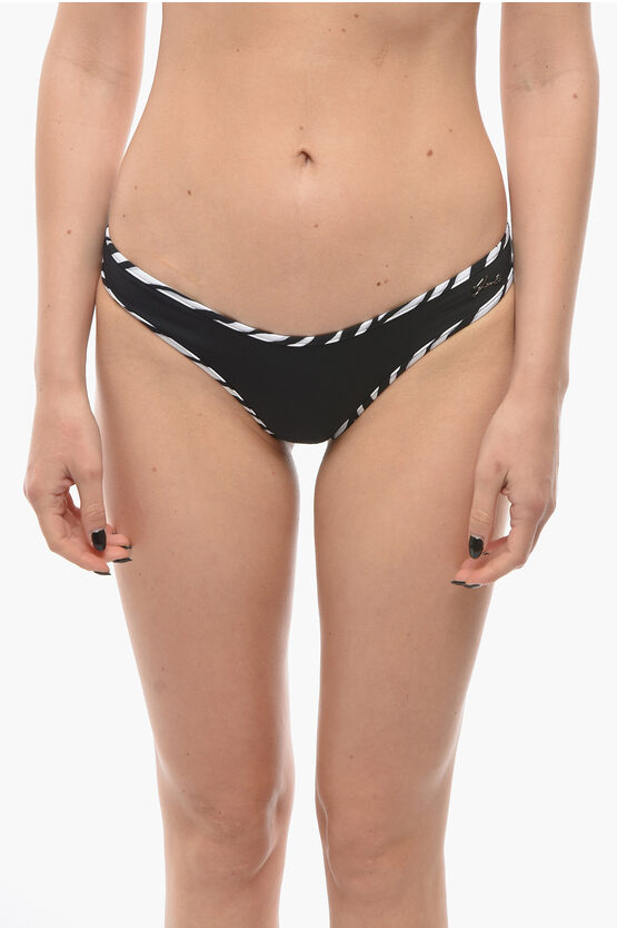 Karl Lagerfeld Solid Color Bikini Bottom With Animal Patterned Details In Multi