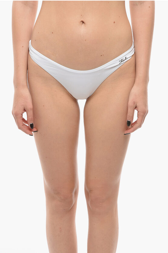 Karl Lagerfeld Solid Color Bikini Bottom In White