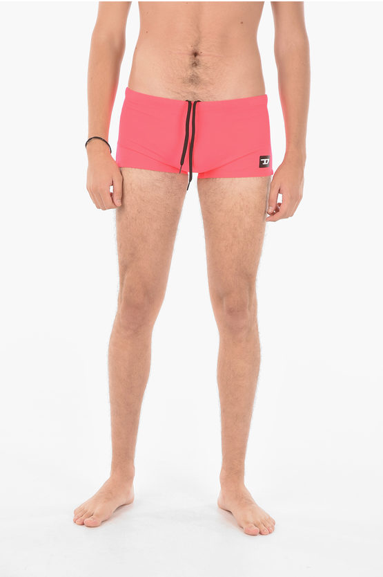 Diesel Solid Color Bmbx-hero Swim Brief With Drawstring Waist In Pink