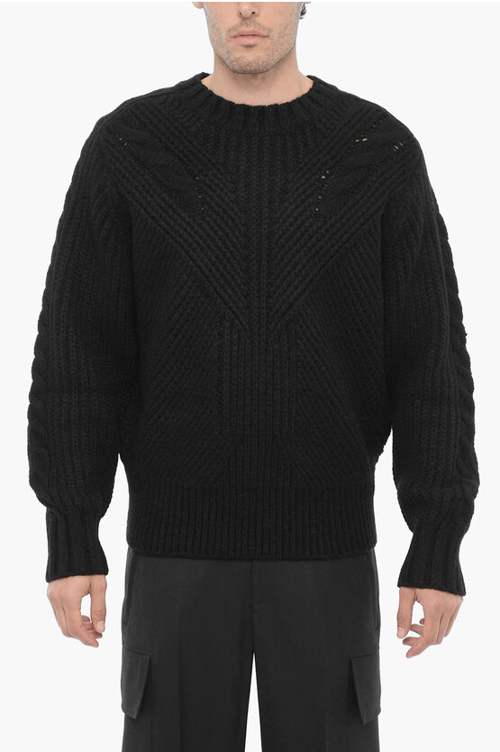 Shop Neil Barrett Solid Color Bomber Fit Crew-neck Sweater