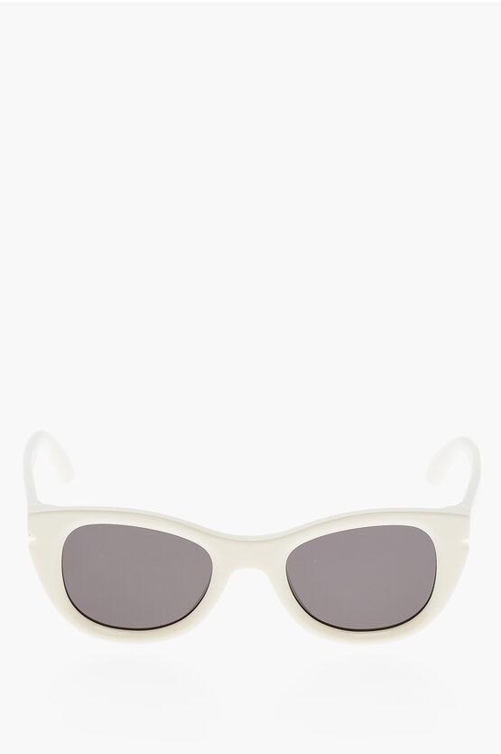 Off-white Solid Color Boulder Cat Eye Sunglasses In White