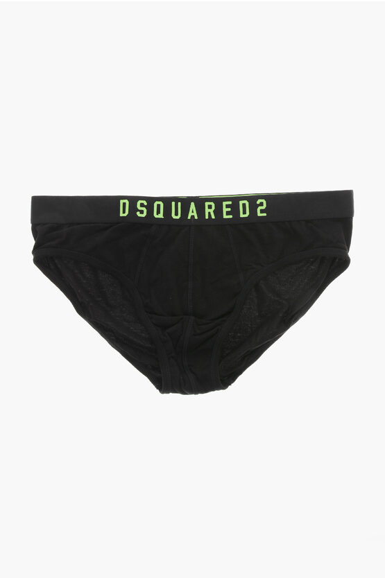 Dsquared2 Solid Color Brief With Contrasting Logo In Black