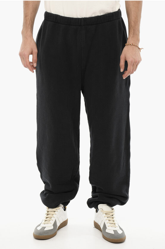 Erl Solid Colour Brushed Cotton Joggers In Black