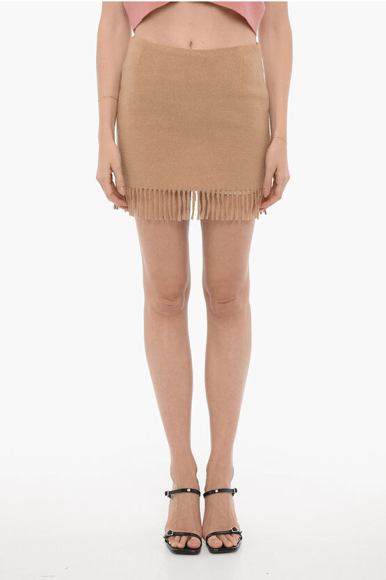 Shop The Garment Solid Color Bruxelles Mini Skirt With Fringes