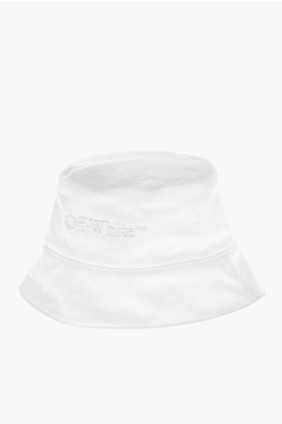 Off-white Solid Color Bucket Hat With Embossed Logo