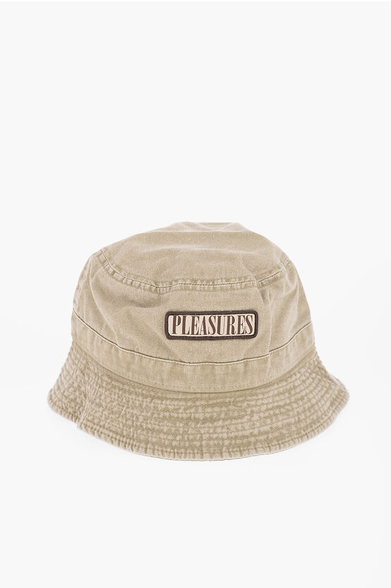 Pleasures Solid Colour Bucket Hat With Logo Patch In Grey