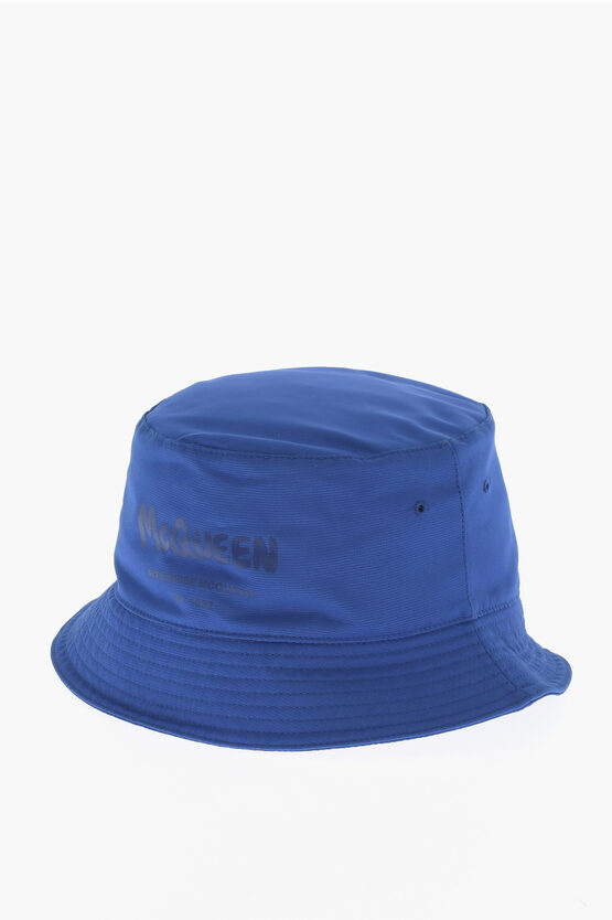 Shop Alexander Mcqueen Solid Color Bucket Hat With Logo-print