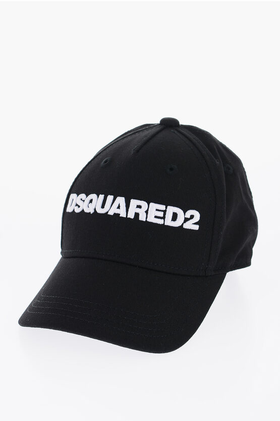 Dsquared2 Solid Colour Cap With Contrast Logo In Black