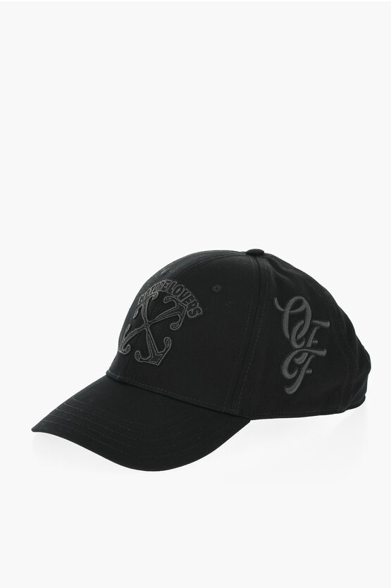 Off-white Solid Color Cap With Embossed Details