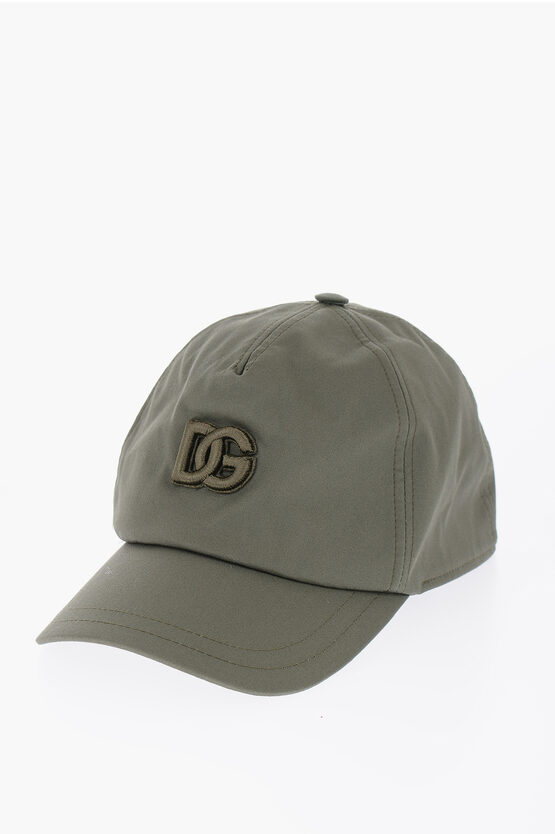 Dolce & Gabbana Solid Color Cap With Embossed Logo In Green