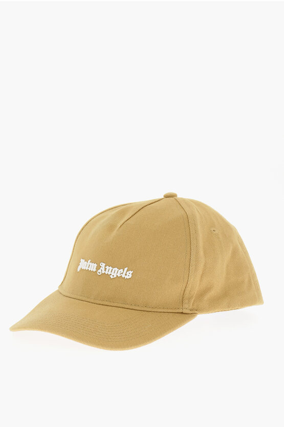 Palm Angels Solid Color Cap With Embossed Logo In Brown