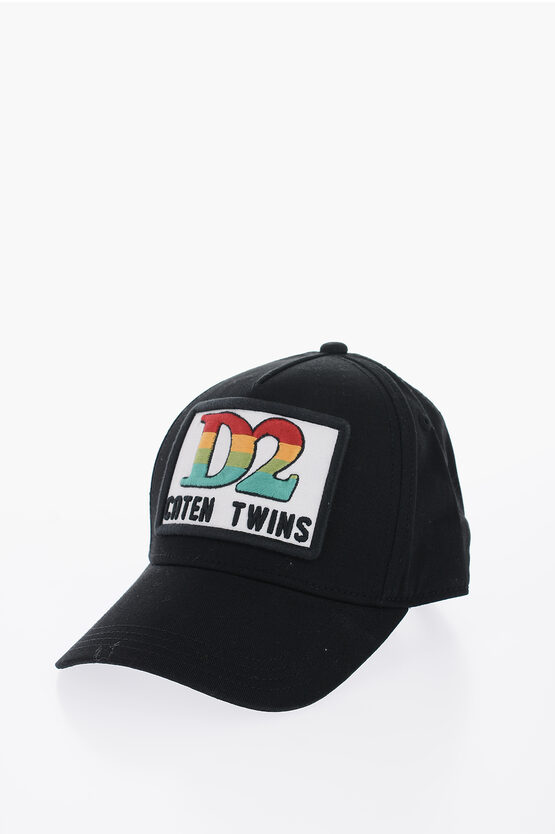 Dsquared2 Solid Color Cap With Embossed Logo In Black