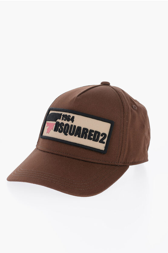 Dsquared2 Solid Color Cap With Embossed Logo In Brown