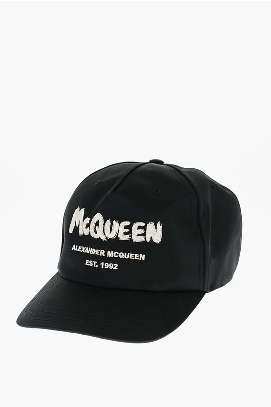 Shop Alexander Mcqueen Solid Color Cap With Embroidered Logo