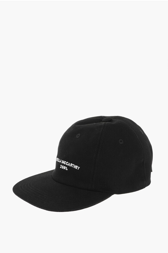 Stella Mccartney Solid Color Cap With Embroidered Logo In Black