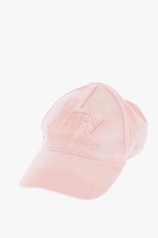 Autry Solid Color Cap With Embroidered Logo In Pink