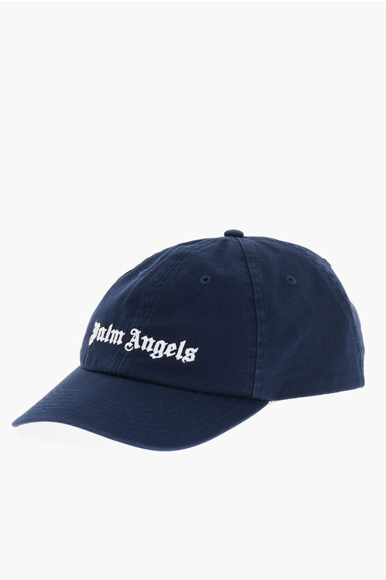 Palm Angels Solid Color Cap With Embroidered Logo In Blue