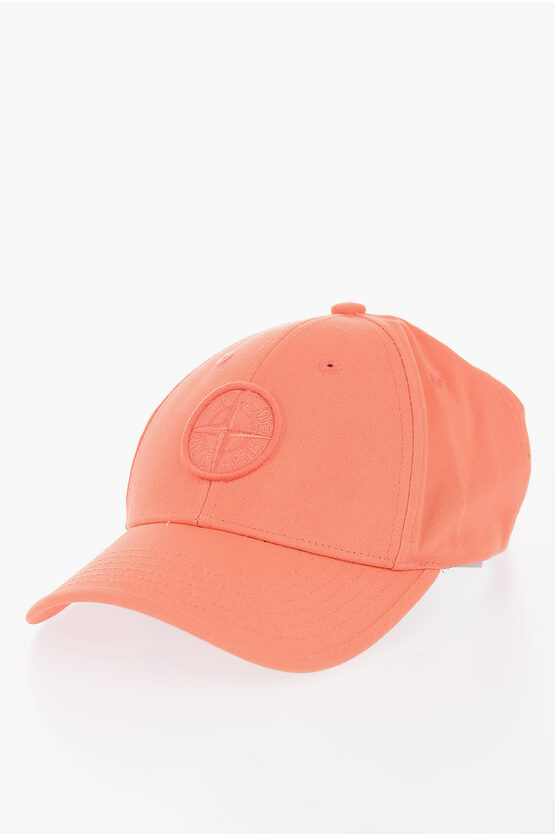 Stone Island Solid Color Cap With Embroidered Logo In Pink