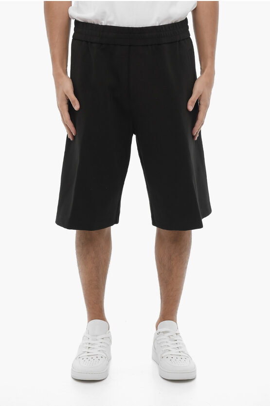 Neil Barrett Solid Color Cargo Sweat Shorts In Black