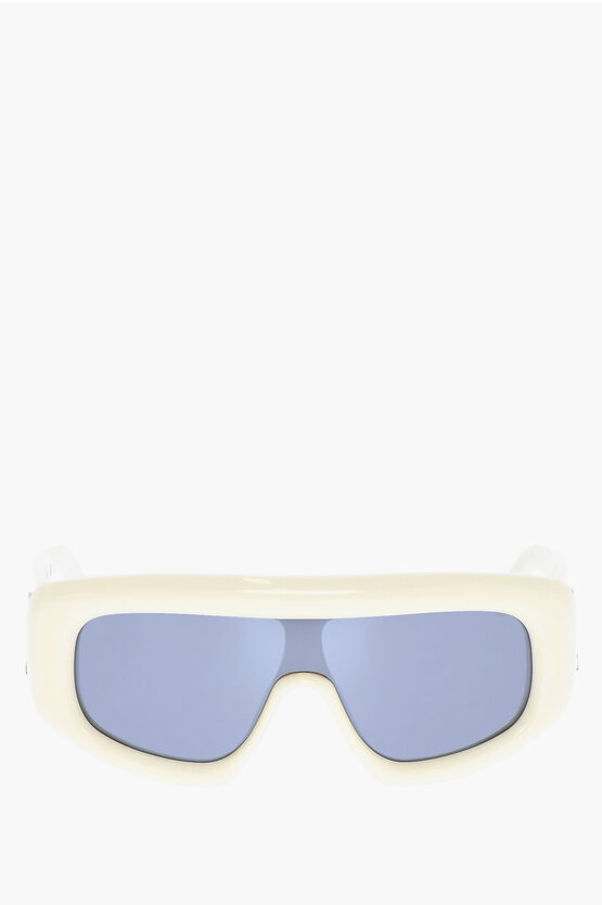 Palm Angels Solid Color Carmel Shield Sunglasses With Silver Details In Blue