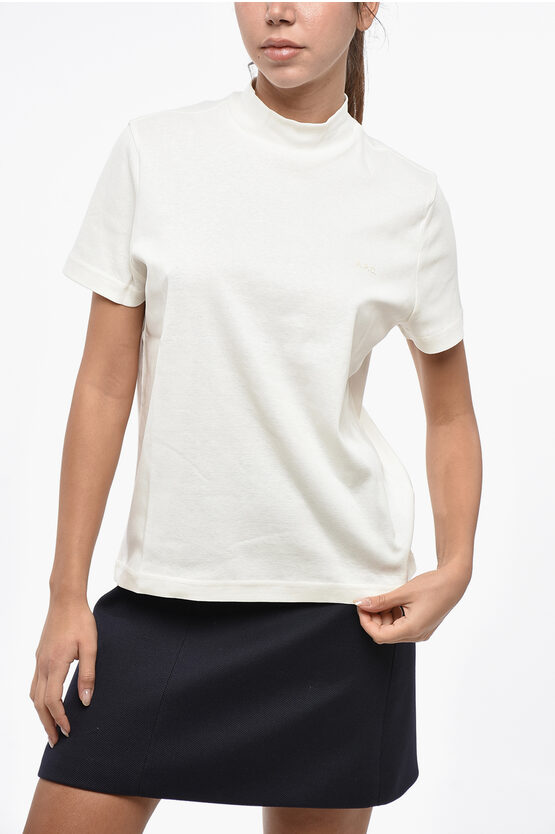 Apc Solid Color Caroll T-shirt With Tone On Tone Logo In White