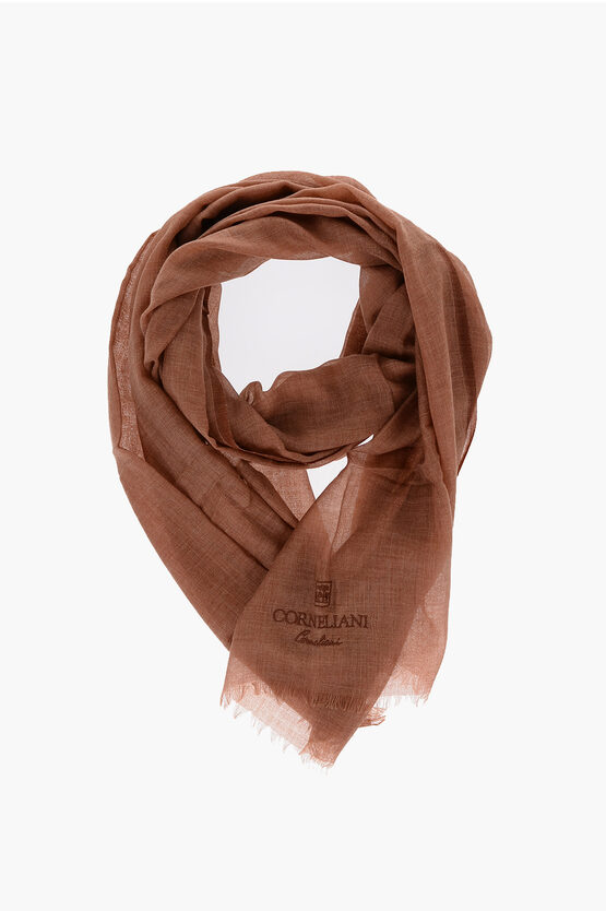Corneliani Solid Color Cashmere And Cotton Foulard In Brown