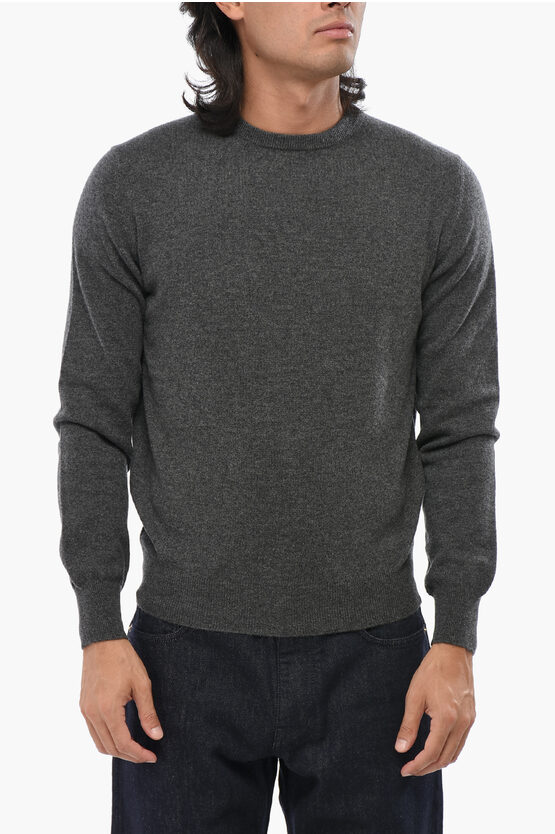 Bruno Manetti Solid Color Cashmere Crew-neck Sweater In Gray