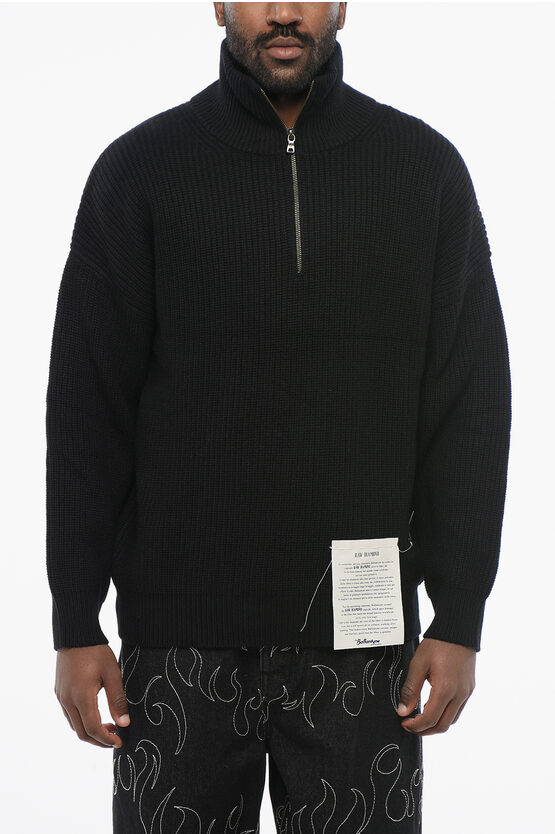 Ballantyne Solid Color Cashmere Half Zip Sweater