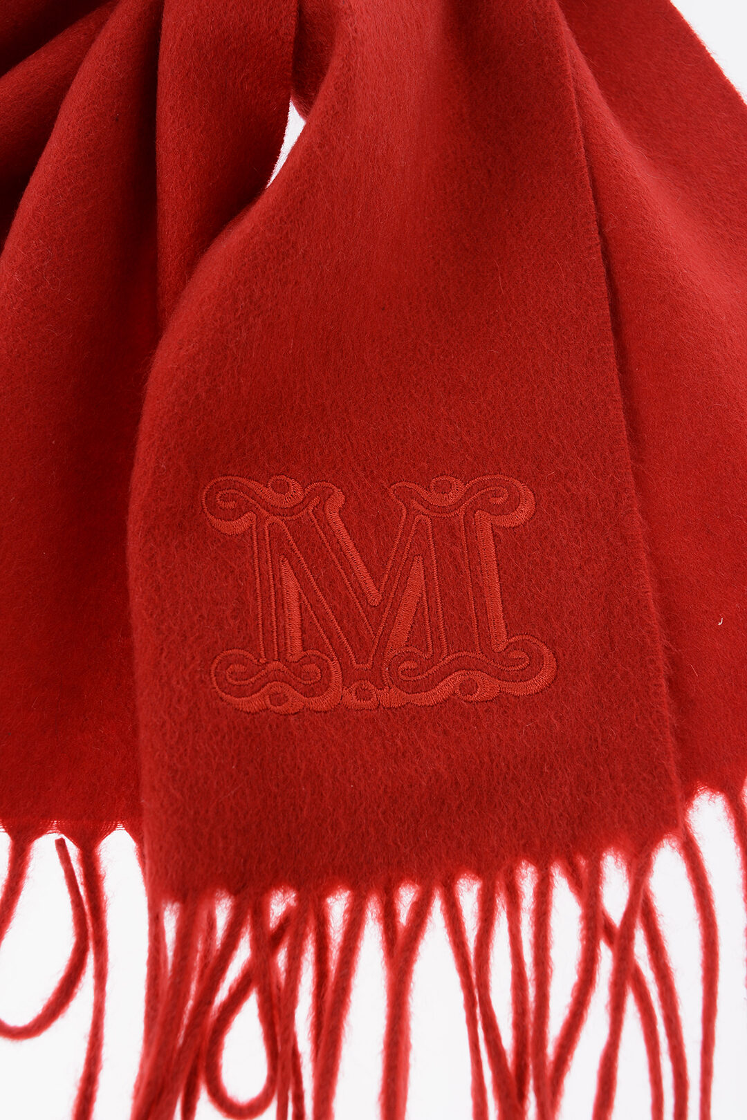 Max Mara Solid Color Cashmere WSDALIA Scarf with Fringes