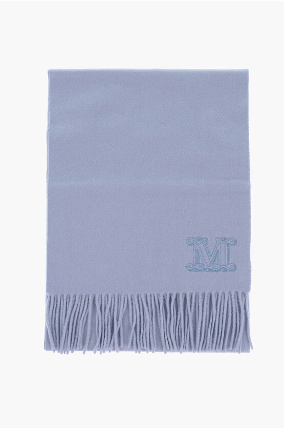 Max Mara Solid Color Cashmere Wsdalia Scarf With Fringes In Purple