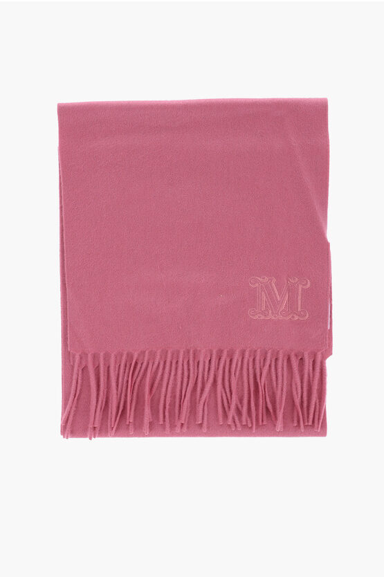 Shop Max Mara Solid Color Cashmere Wsdalia Scarf With Fringes