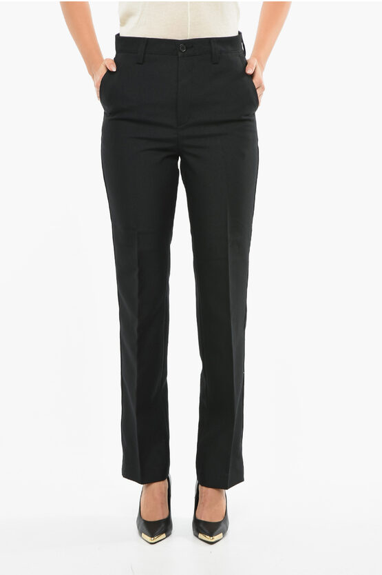 Department 5 Solid Colour Chinos Trousers With Belt Loops In Black