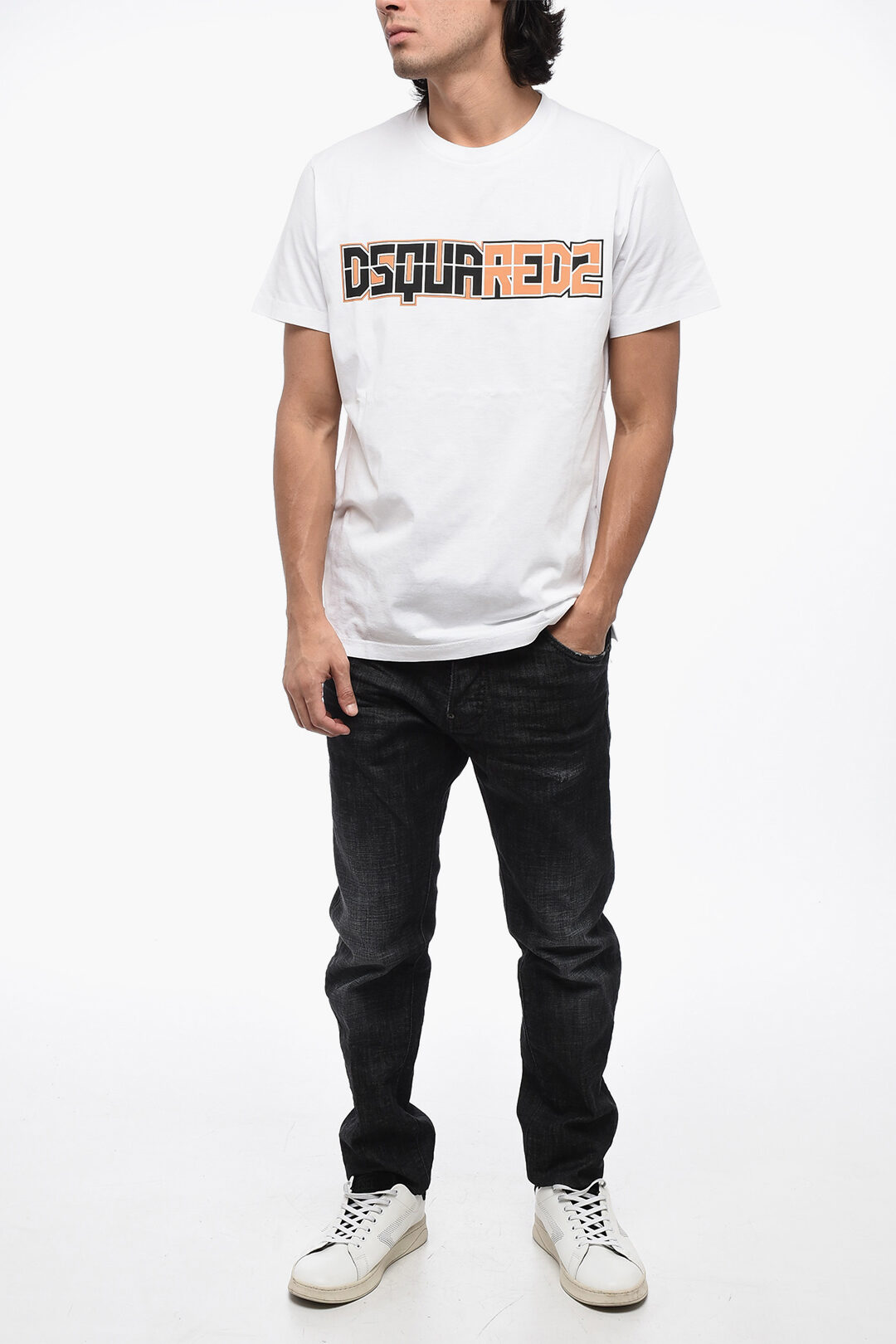 Dsquared2 Solid Color CIGARETTE FIT Crew-neck T-Shirt with