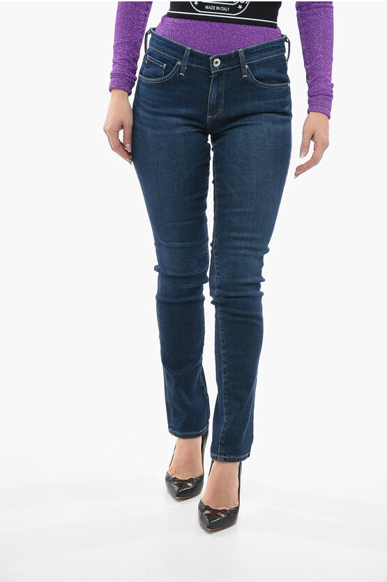 Adriano Goldschmied Solid Color Cigarette Leg The Stilt Jeans With Visible Stitc In Blue