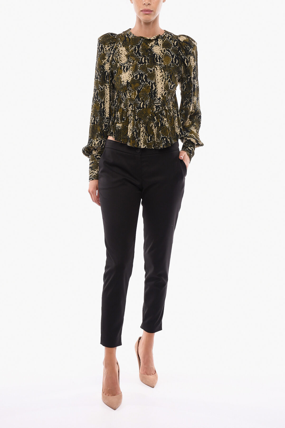 High-waisted Cigarette Trousers in Gold | Alexander McQueen US