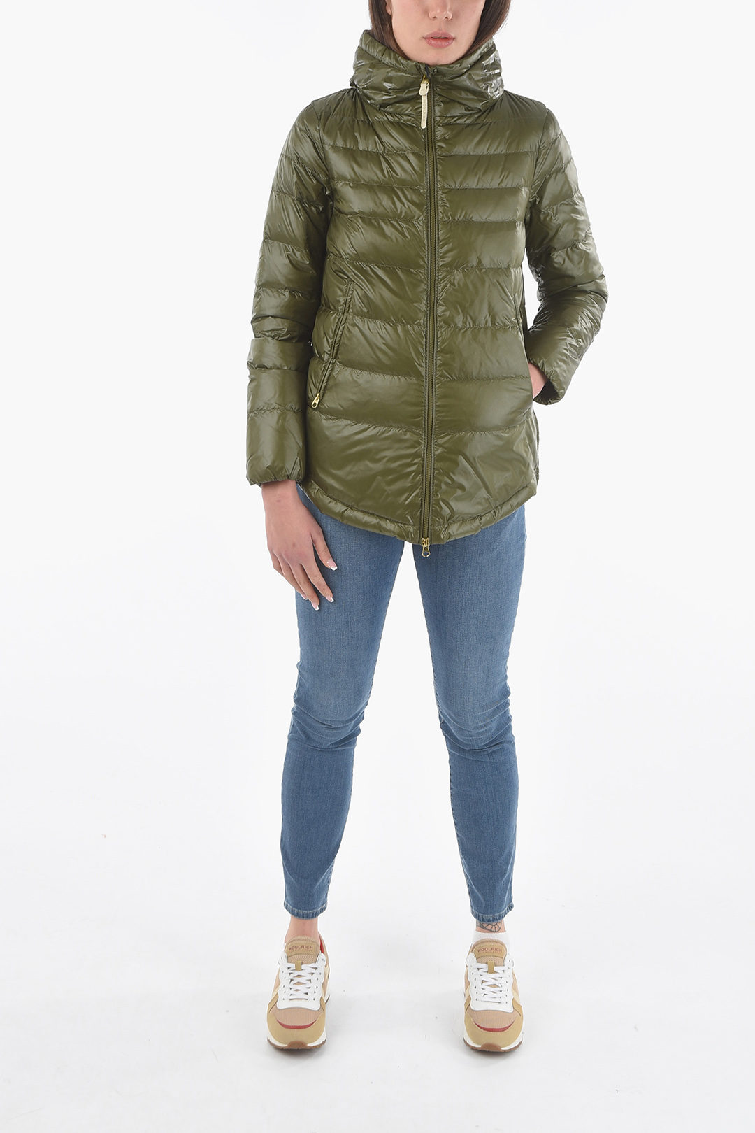 Woolrich Patch Pockets MILITARY Down Jacket with Real Fur women - Glamood  Outlet