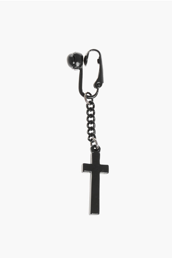 DSQUARED2 SOLID COLOR CLIP-ON EARRING WITH CROSS-SHAPED PENDANT