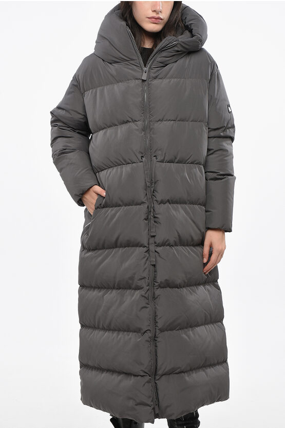 Bacon Solid Color Cloud Giant Long Down Jacket With Hood Grösse L In Gray