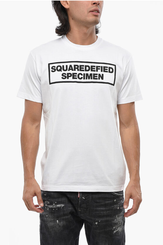 Dsquared2 Solid Color Cool Fit Crew-neck T-shirt With Contrasting Prin In White