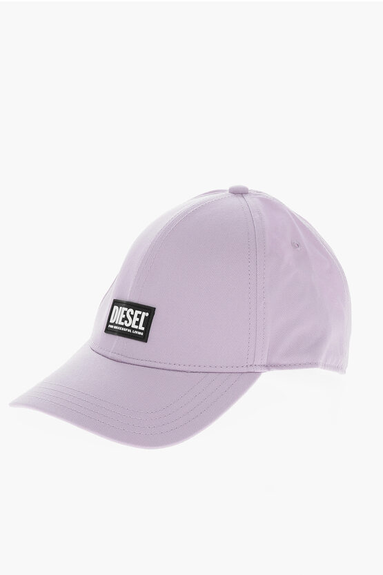 Diesel Solid Color Corry-gum Cap With Contrasting Logo Patch In Purple
