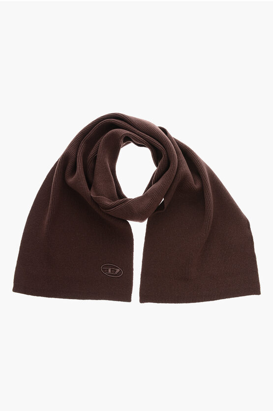 Diesel Solid Color Cotton And Wool K-coder Scarf In Brown