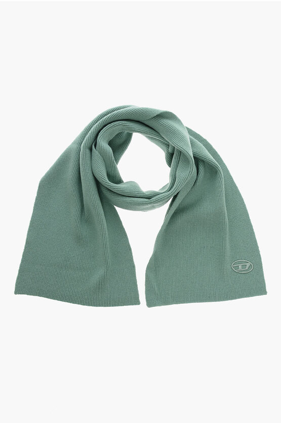 Diesel Solid Colour Cotton And Wool K-coder Scarf In Green