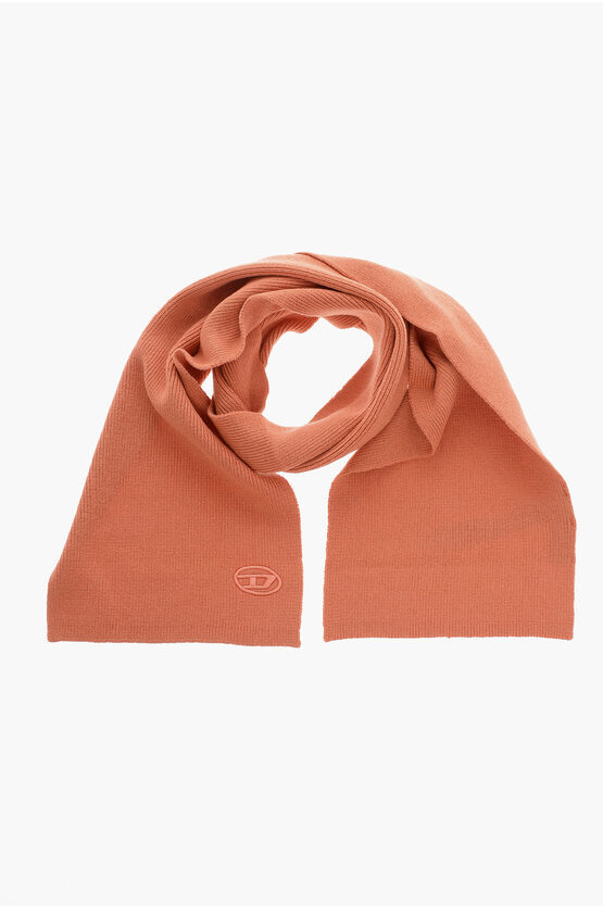 Diesel Solid Colour Cotton And Wool K-coder Scarf In Brown