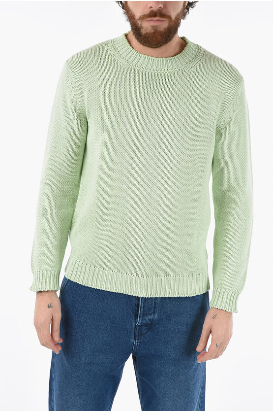 Altea Solid Color Cotton Blend Crew-neck Sweater In Neutral