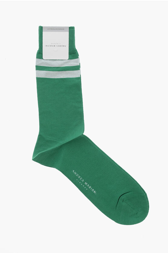 Shop Andrea Mariani Solid Color Cotton Blend Socks With Contrasting Detail