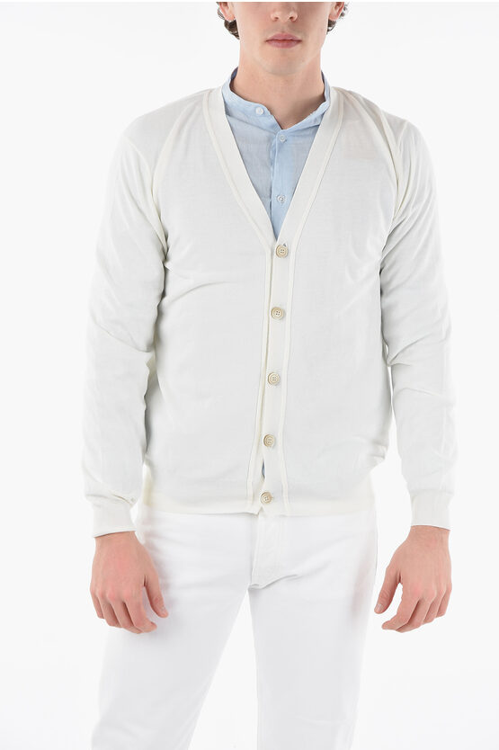 Altea Solid Colour Cotton Cardigan In White