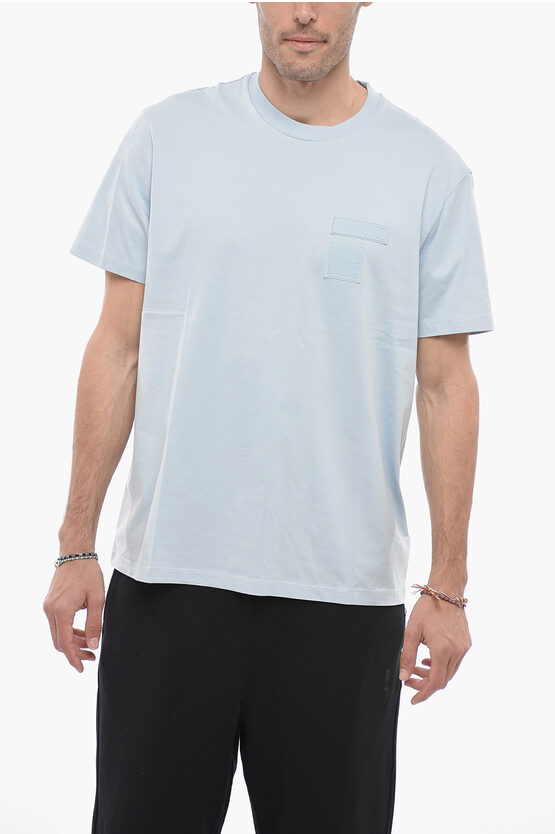 Shop Neil Barrett Solid Color Cotton Crew-neck T-shirt